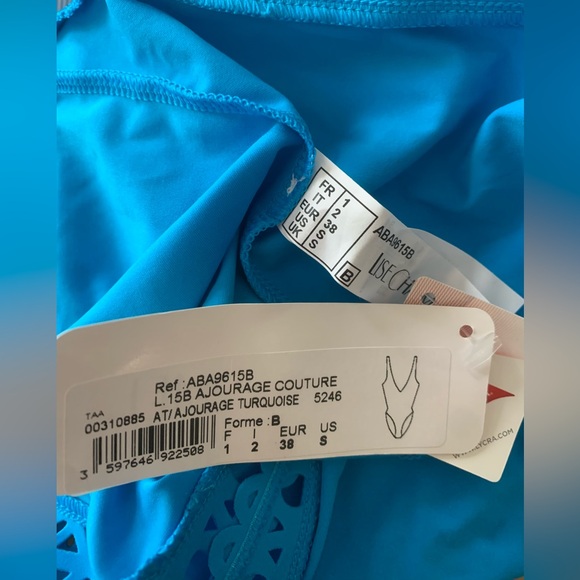 New Lise Charmel Ajourage Plunge Front Cut-out Swimsuit Turquoise Small - Picture 7 of 11